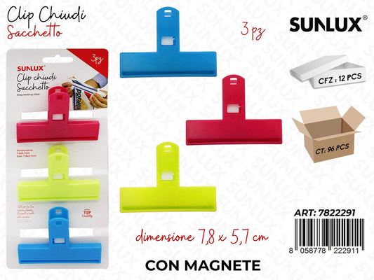 Sunlux Clip Chiudi Sacchetto 3PCS 7.8*5.7CM