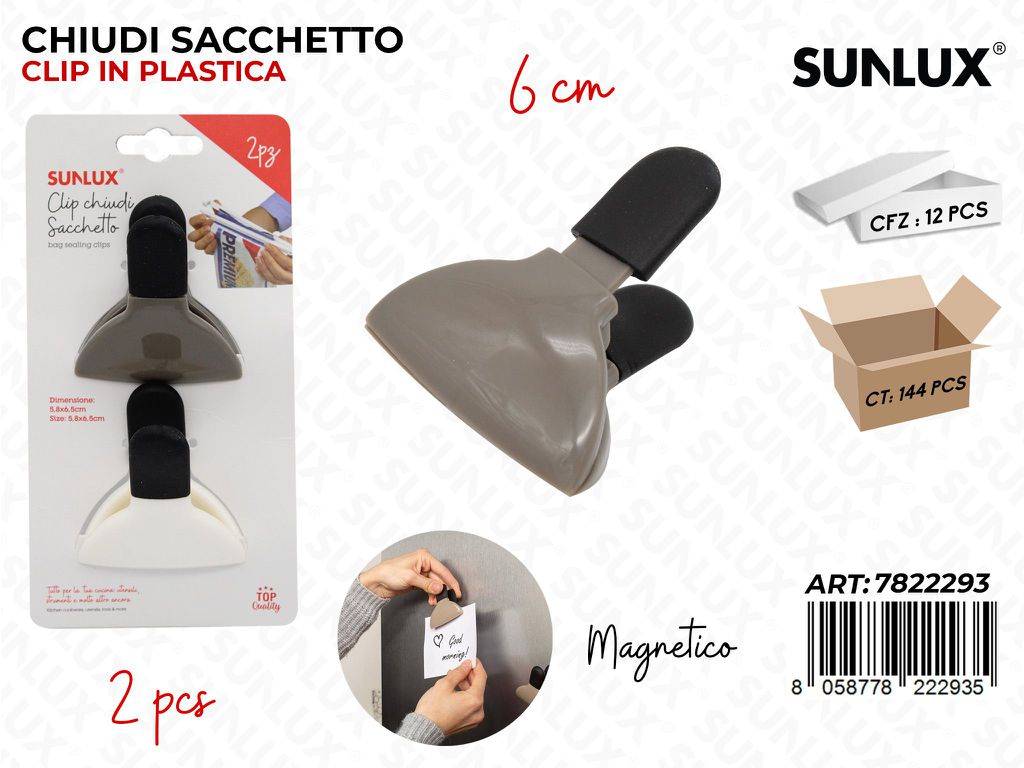 Sunlux Clip Chiudi Sacchetto 2PCS 6CM