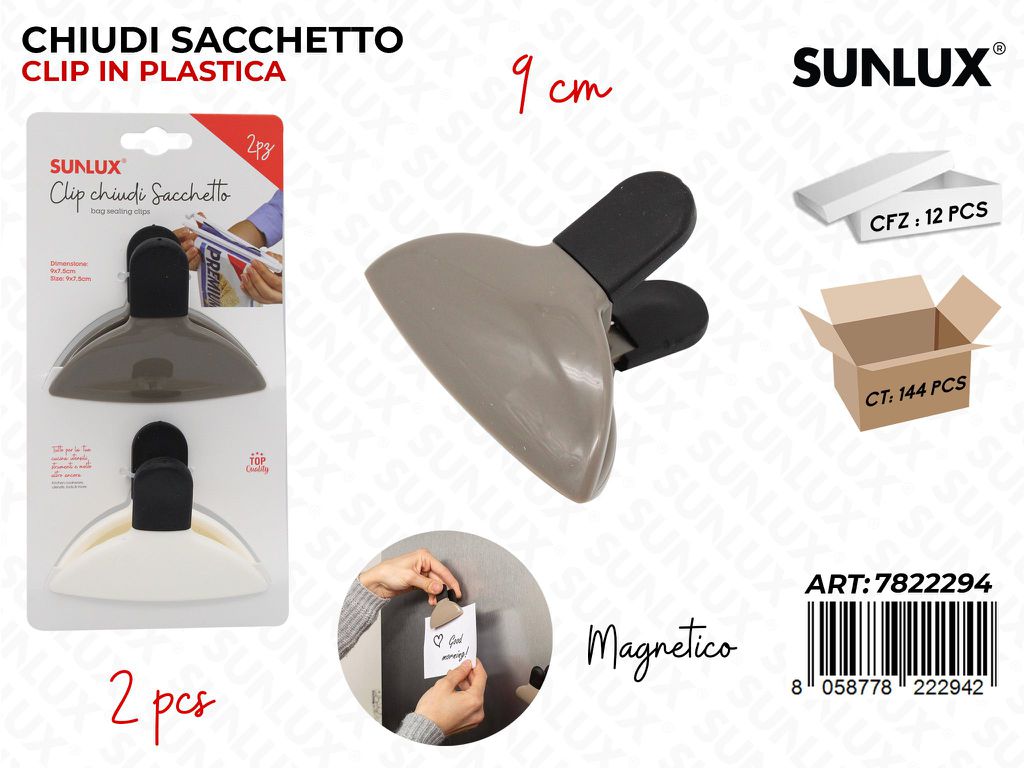 Sunlux Clip Chiudi Sacchetto 2PCS 9CM