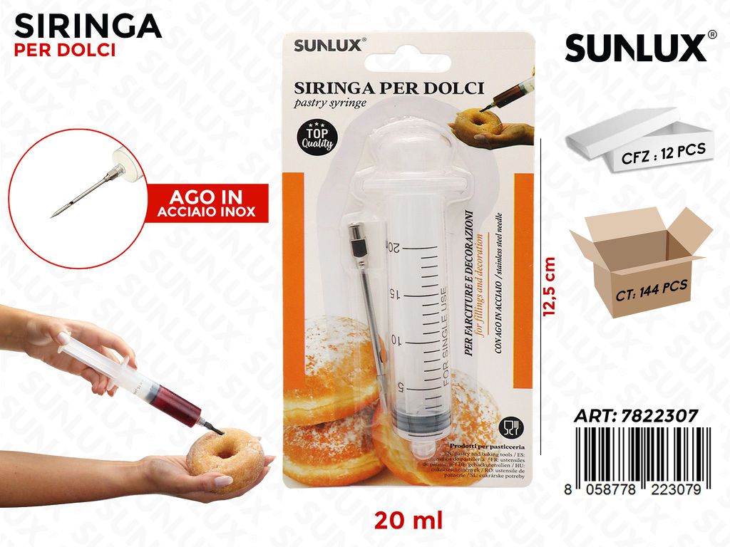 Siringa per Dolci 20ML Ago in Acc. Inox 12.5CM
