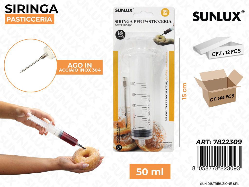 Siringa Pasticceria 50ML Ago in Acc. Inox 15CM