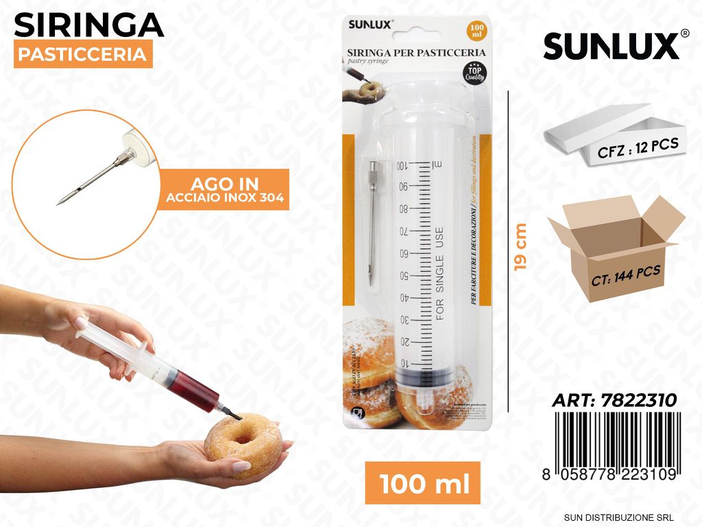 Siringa Pasticceria 100ML Ago in Acc. Inox 19CM