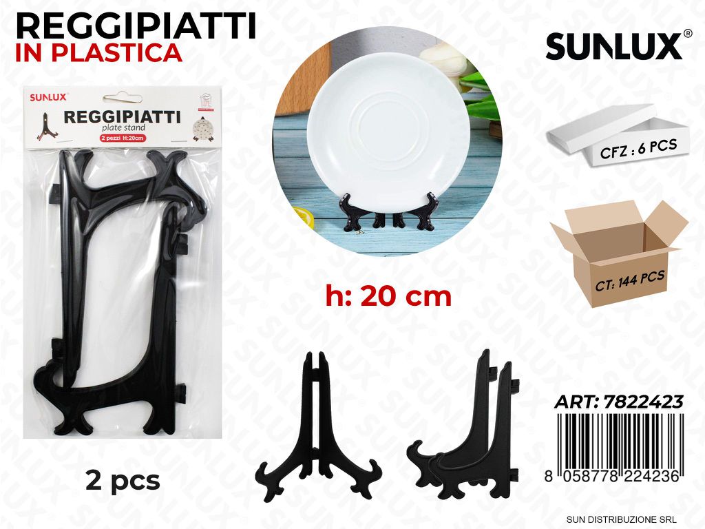 Reggipiatti in Plastica Nero 20CM 2PCS