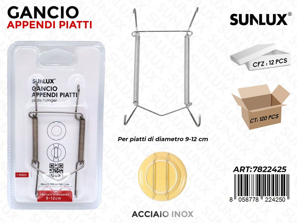 Gancio Appendi Piatti Acciaio Inox 9-12CM