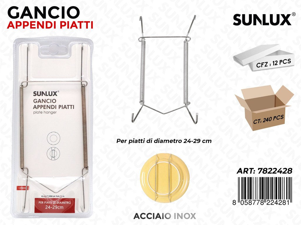 Gancio Appendi Piatti Acciaio Inox 24-29CM