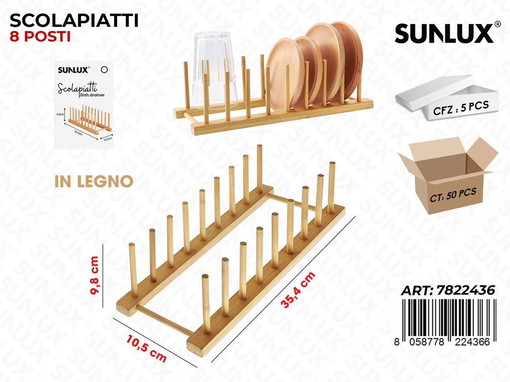 Sunlux Scolapiatti in Legno 35.4*10.5*9.8CM