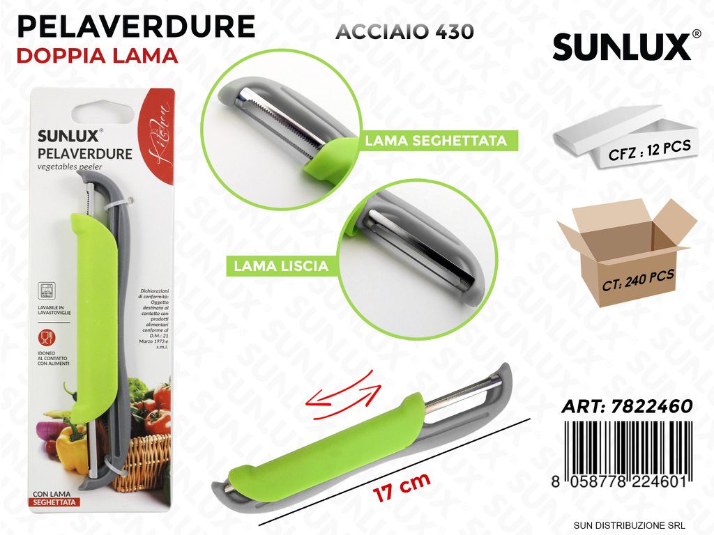 Pela Verdure Doppia Lama Acciaio 430 17CM