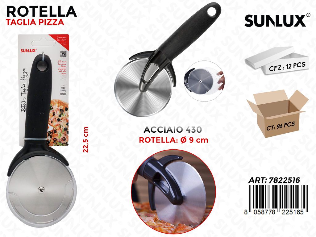 Rotella Taglia Pizza Acciaio 430 D.9*22.5CM