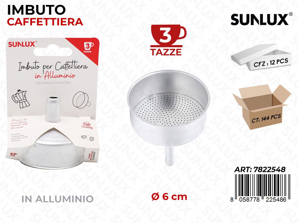 Imbuto Caffettiera Allum. D. 6 Cm 3TAZZE /Pz da 12CFZ