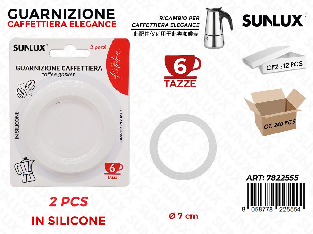 Guarnizione Caffettiera Silicone 2PCS 6TAZZA