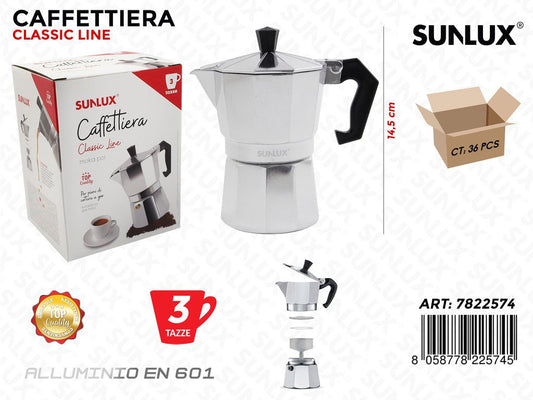 Caffettiera Classic 3Tazze Alluminio En 601