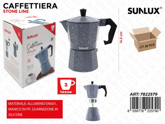 Caffettiera Stone 3TAZZE Alluminio En 601