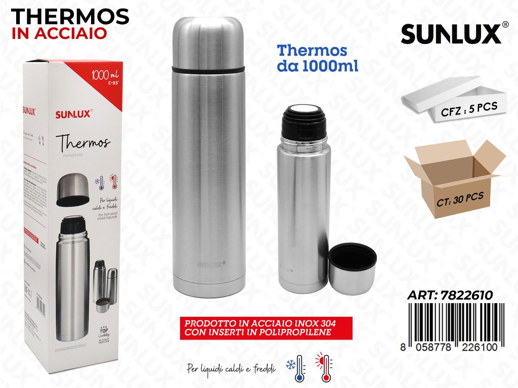 Thermos Acciaio Aisi 304 1000 Ml 34*8.2Cm