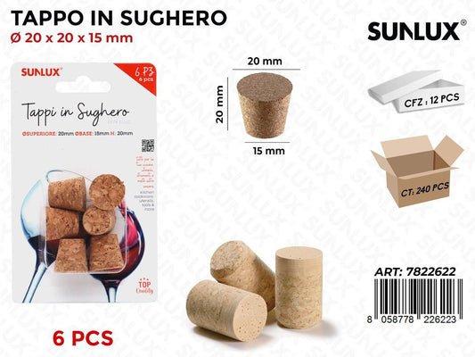 Tappo in Sughero 6PCS D.20*20*15MM