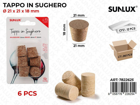 Tappo in Sughero 6PCS D.21*21*18 Mm