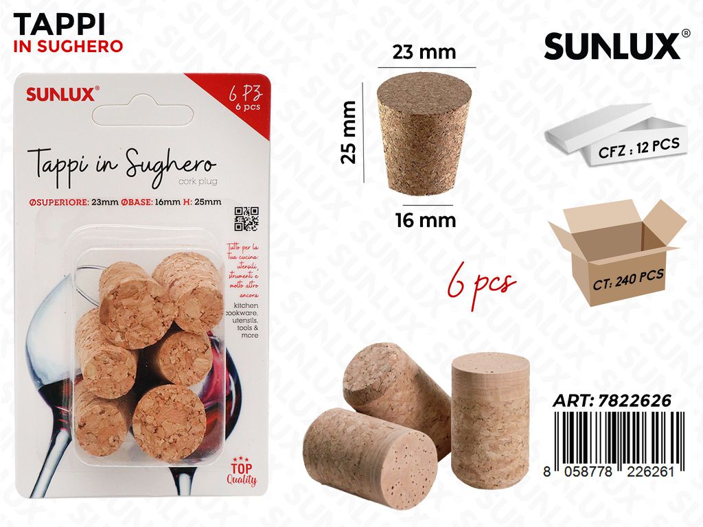 Tappo in Sughero 6PC- D.16*25*23 Mm