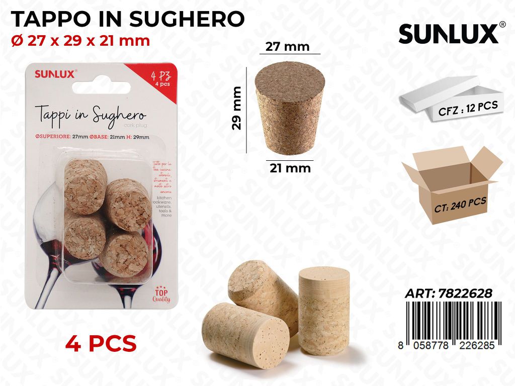 Tappo in Sughero 4PCS D.27*29*21 Mm