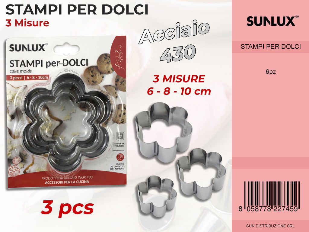 Stampi per Dolci in Acciaio 430 3PCS-MIS. Ass