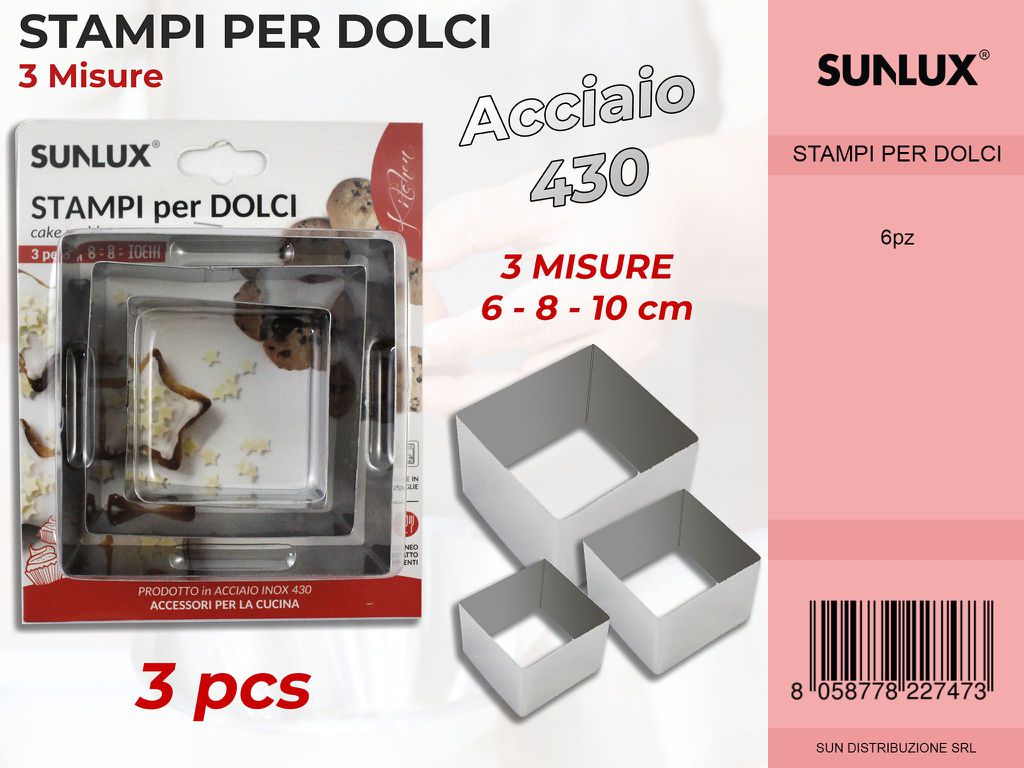 Stampi per Dolci in Acciaio 430 Mis. Ass.