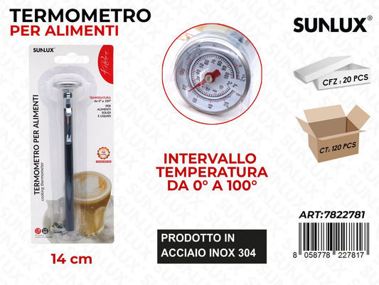 Sunlux Termometro Acciaio 304 Temp. -10A100C