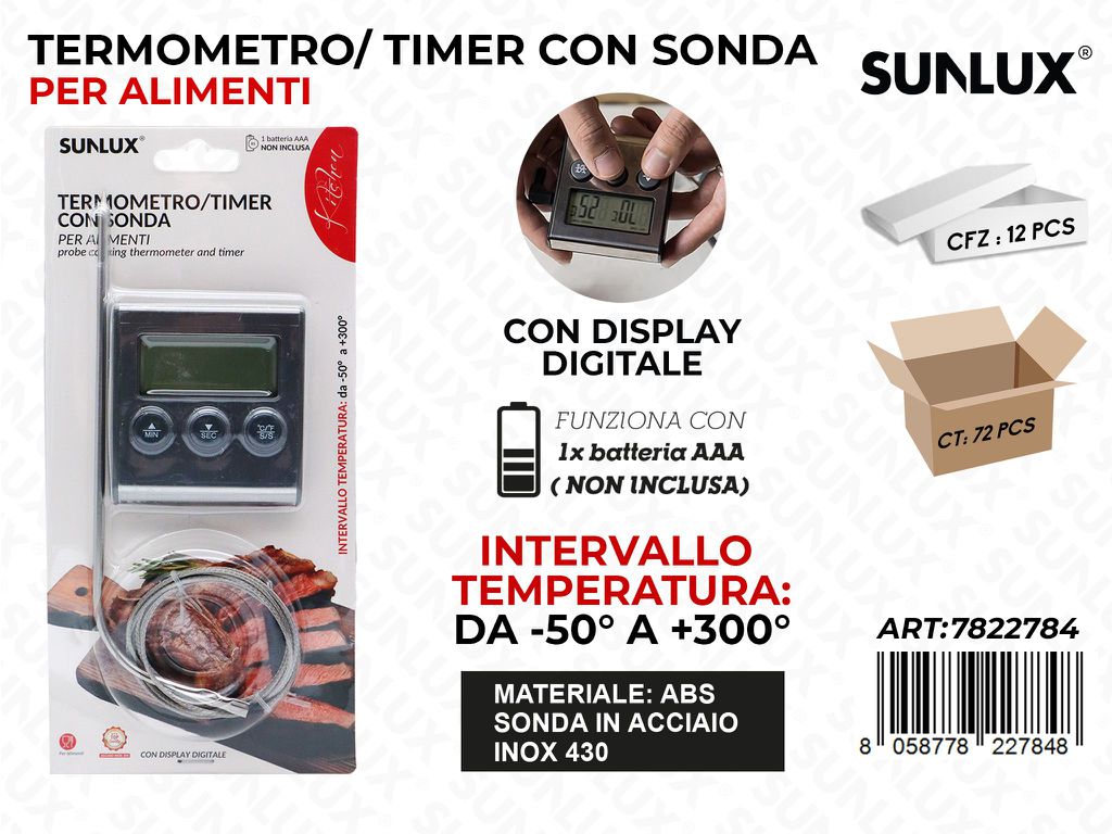 Sunlux Termometro Acciaio 304 Temp. -58A300