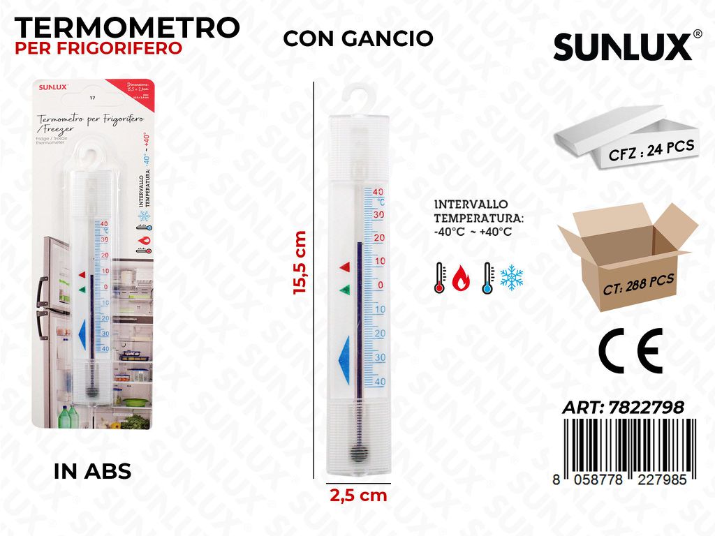 Sunlux Termometro Frigo Abs 2.5*12.5CM