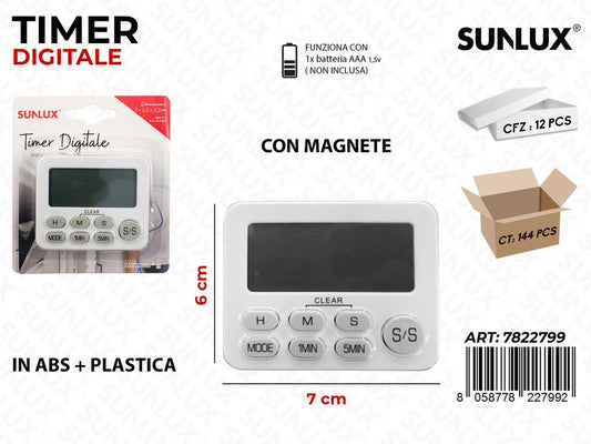 Sunlux Timer Digital c/ Magnete 7*6CM