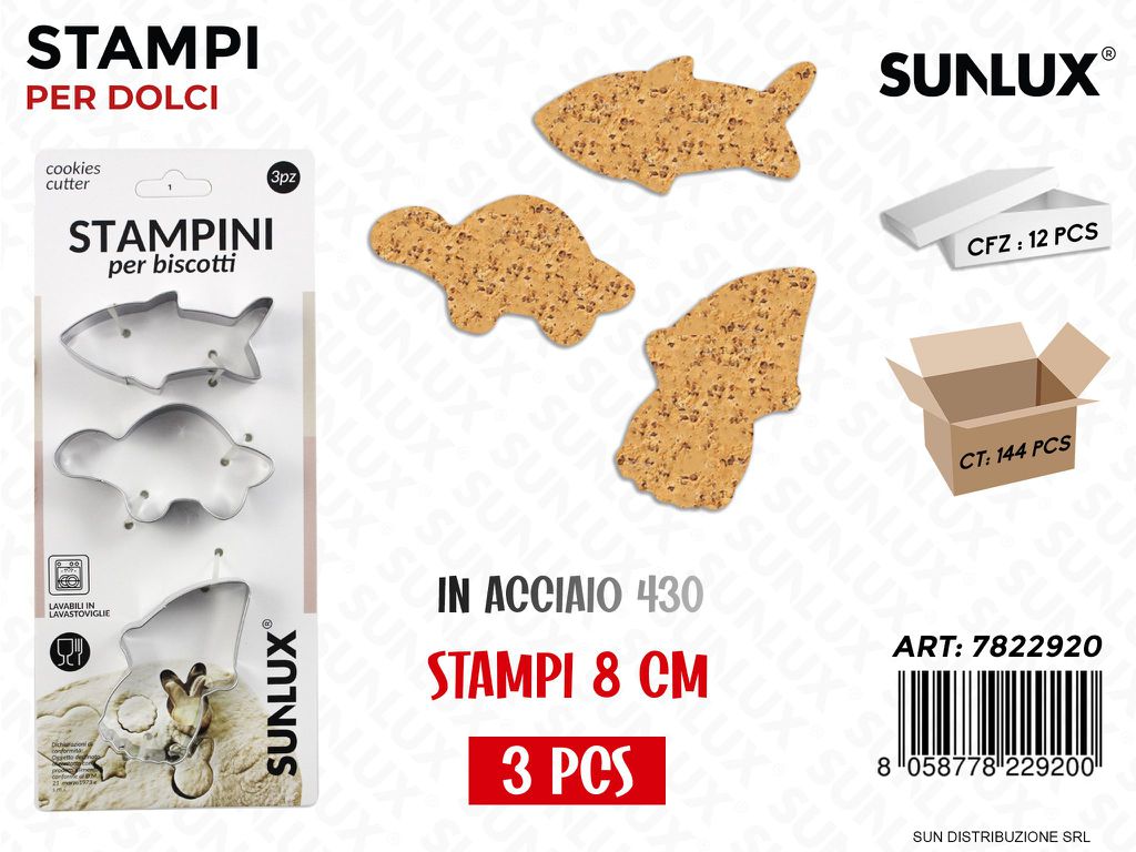 Stampini per Biscotti in Acciaio 430 8CM 3PCS