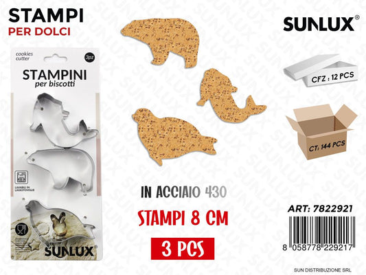 Stampini per Biscotti in Acciaio 430 8CM 3PCS