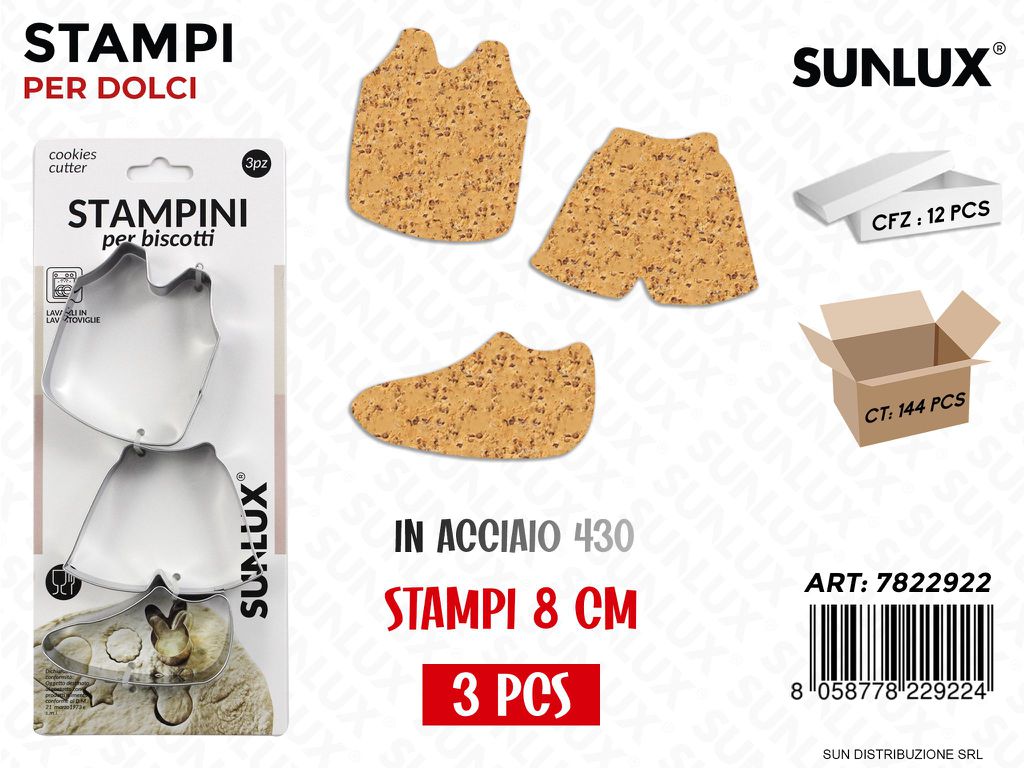 Stampini per Biscotti in Acciaio 430 8CM 3PCS