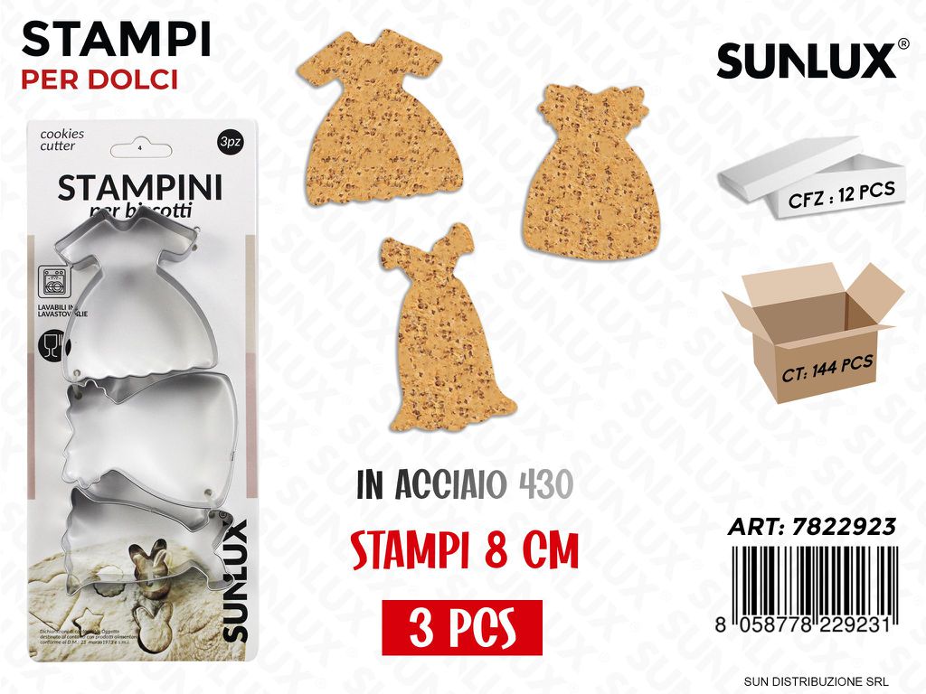 Stampini per Biscotti in Acciaio 430 8CM 3PCS