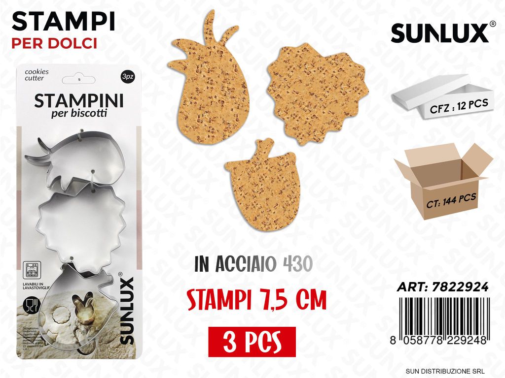 Stampini per Biscotti in Acciaio 430 7.5CM 3PCS
