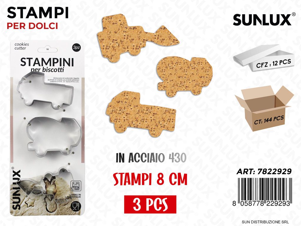 Stampini per Biscotti in Acciaio 430 8CM 3PCS