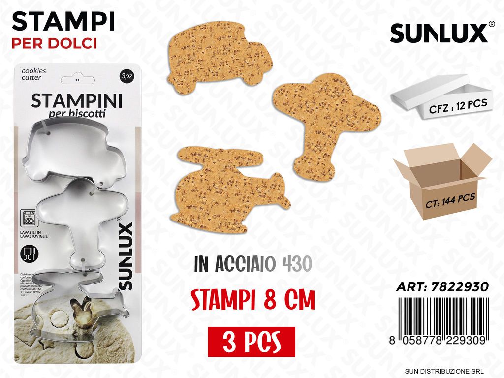 Stampini per Biscotti in Acciaio 430 8CM 3PCS