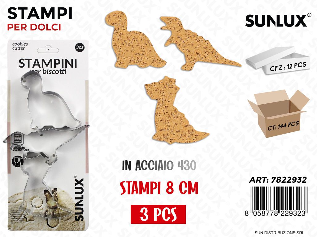 Stampini per Biscotti in Acciaio 430 8CM 3PCS