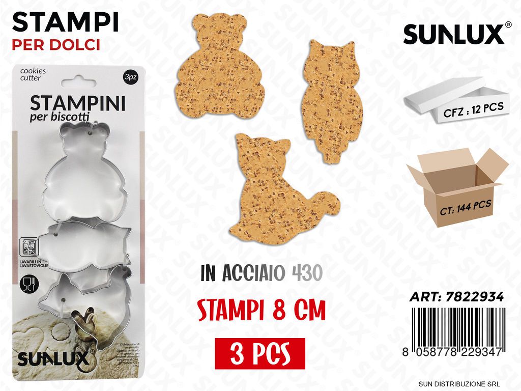 Stampini per Biscotti in Acciaio 430 8CM 3PCS