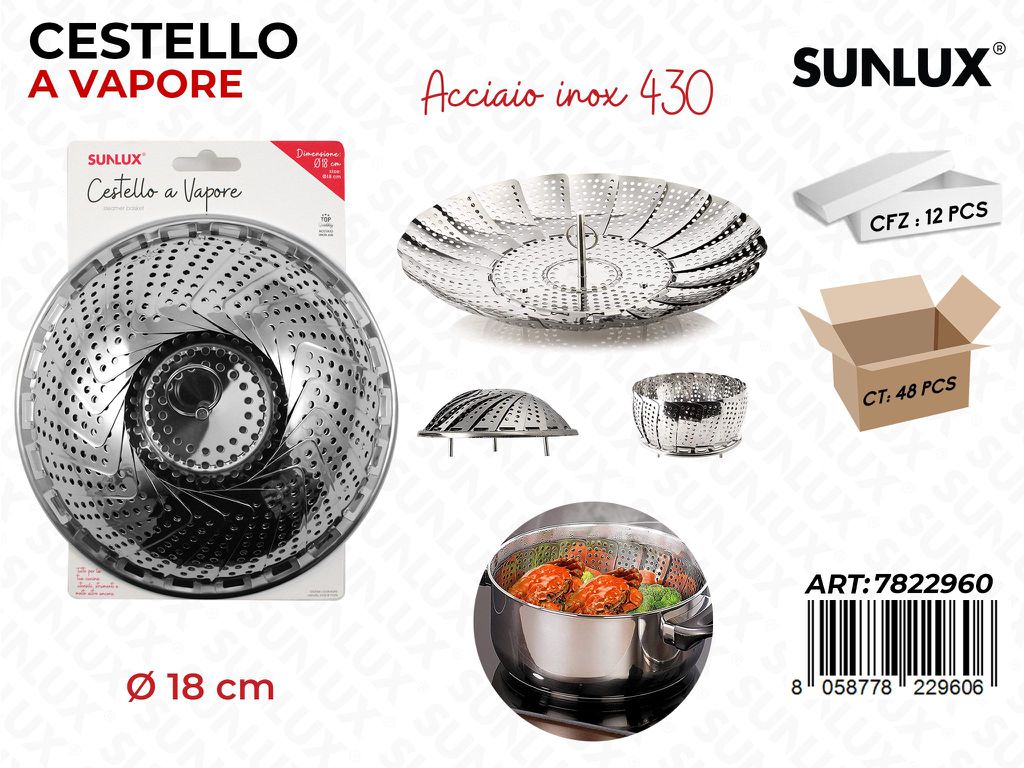 Cestello a Vapore Acciaio 430 D.18 Cm
