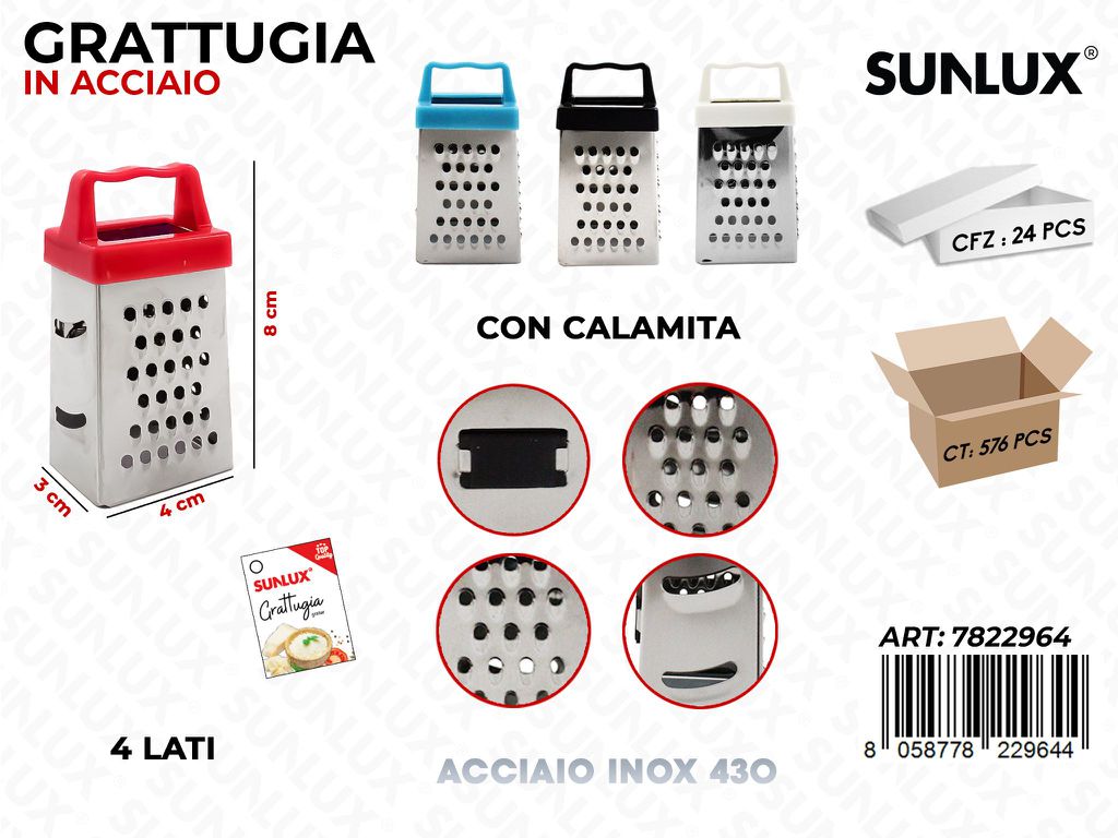 Grattugia in Acciaio 410 Col. Ass. 4*8*3CM