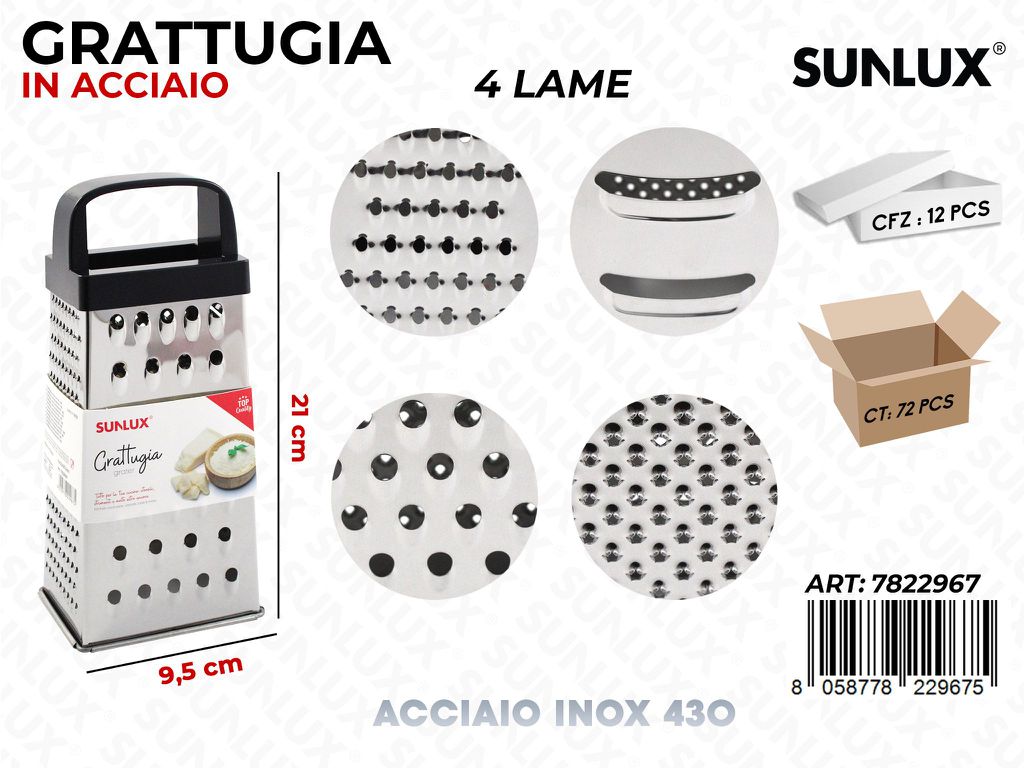 Grattugia 4LAME in Acciaio 430 9.5*21CM