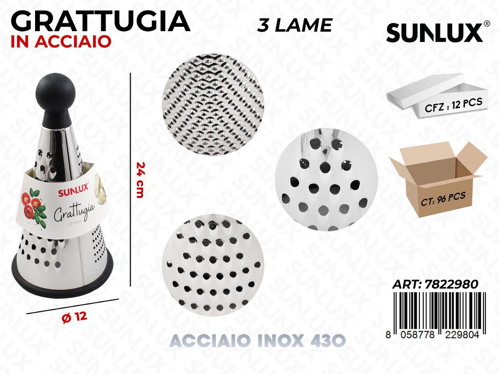Grattugia 3LAME in Acciaio 430 D.12*24CM
