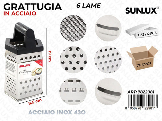 Grattugia 6LAME in Acciaio 430 8.5*19CM
