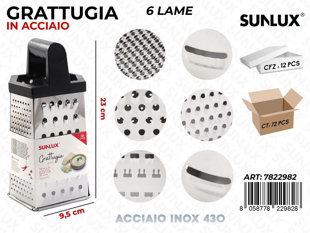 Grattugia 6LAME in Acciaio 430 9.5*23CM