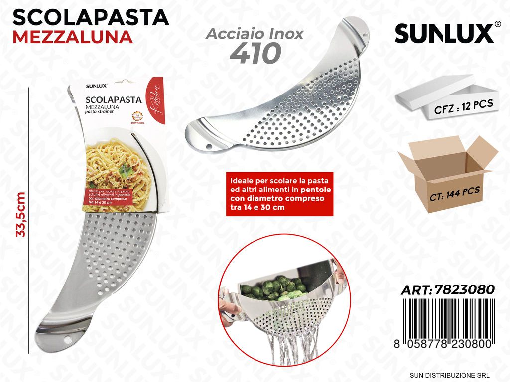 Scolapasta Mezzaluna Acciaio 410 33.5CM