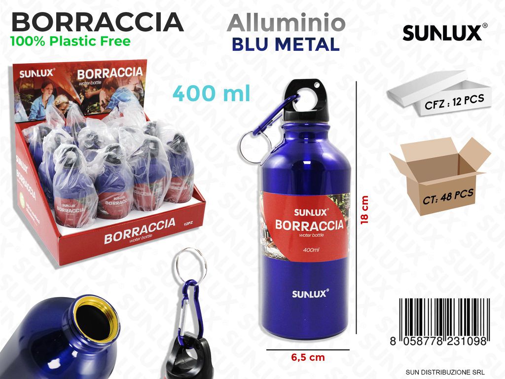 Borraccia in Alluminio 400ML Blu Metal