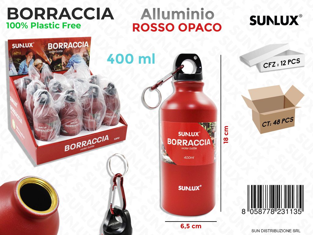 Borraccia in Alluminio 400ML Rosso Opaco