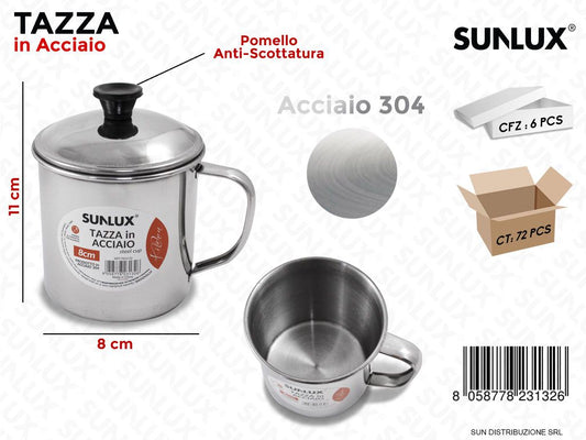 Tazza in Acciaio 304 c/ Coperchio 8*11CM