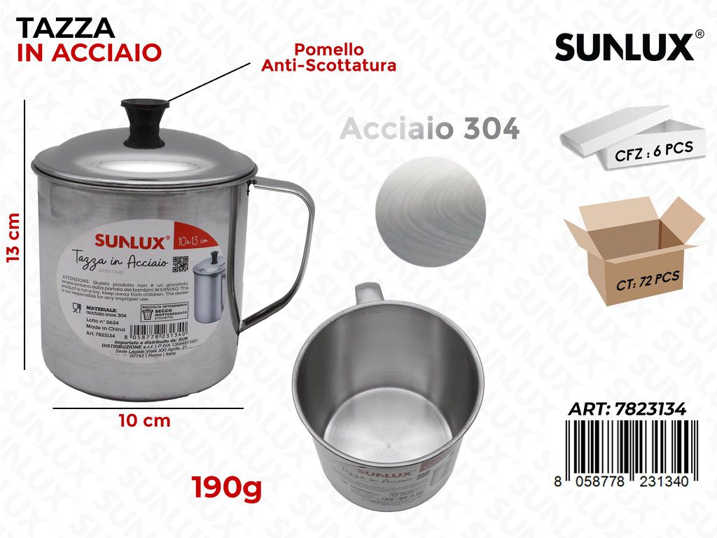 Tazza in Acciaio 304 c/ Coperchio 10*13CM