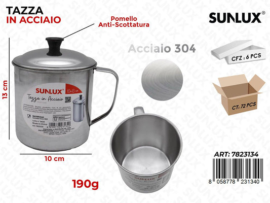 Tazza in Acciaio 304 c/ Coperchio 10*13CM
