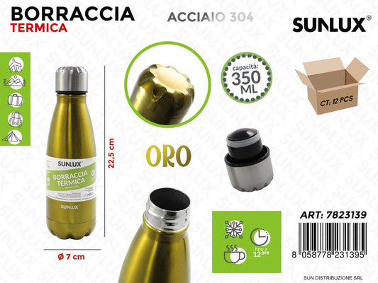 Borraccia Term. Oro Acciaio 304 350ML 7*22.5CM
