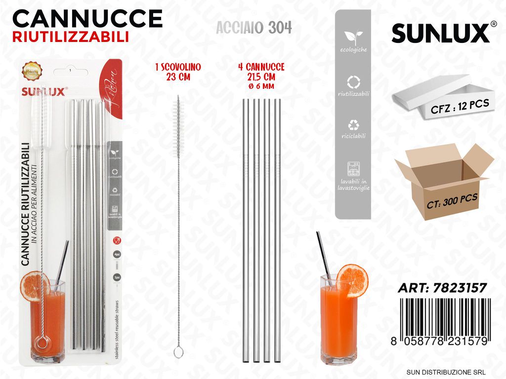 Cannucce Riutil. Acciaio 304 4PCS-SCOVOLINO